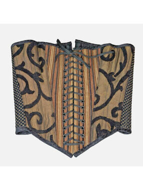 Brown Brocade Lace-up Corset Flex Boning Renaissance Gothic Victorian 30" NWOT